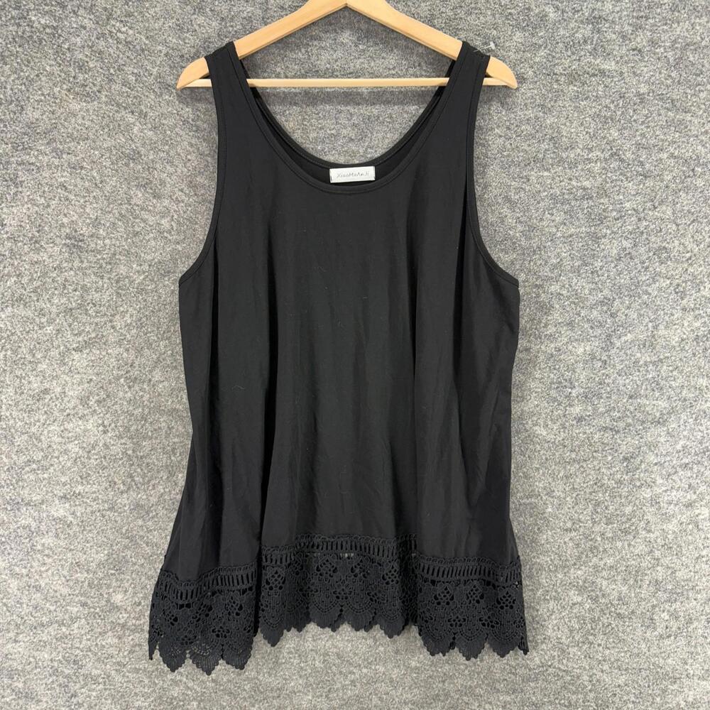 Xiaomaanji Tank Women 4x Plus Black Sleeveless Wide Strap Round Neck Casual